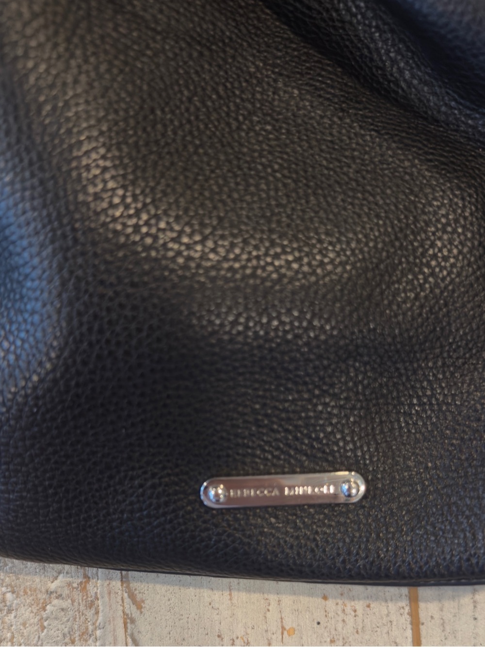 NWT Rebecca Minkoff Black Pebbled Leather Chain Bucket Crossbody Bag - Picture 2 of 5